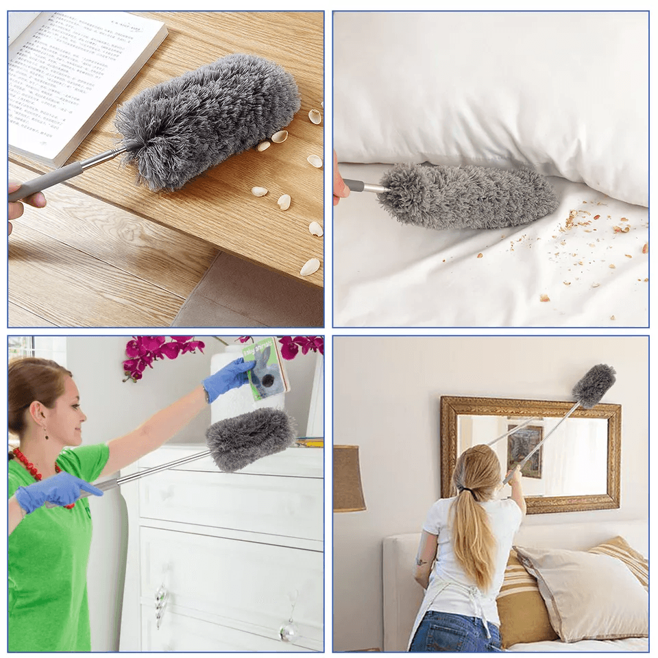 Microfiber Duster Soft Feather Cleaning Brush Extendable Stainless Steel Handle Household Dusting T
