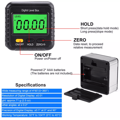 Magnetic Digital Inclinometer Level Box Gauge Angle Finder Protractor Tool 3