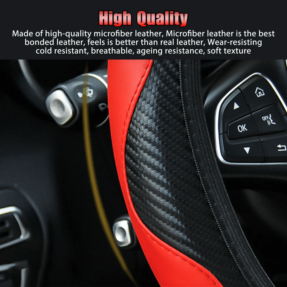 Universal Leather Car Steering Wheel Cover AntiSlip Accessories Black Fit For Standard Wheels Premi 2