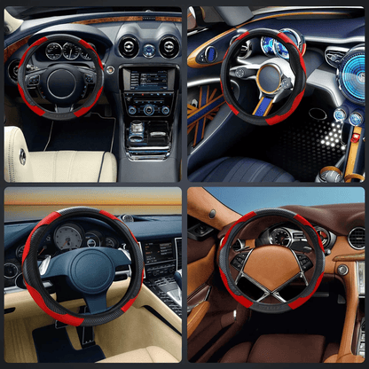 Universal Leather Car Steering Wheel Cover AntiSlip Accessories Black Fit For Standard Wheels Premi 4