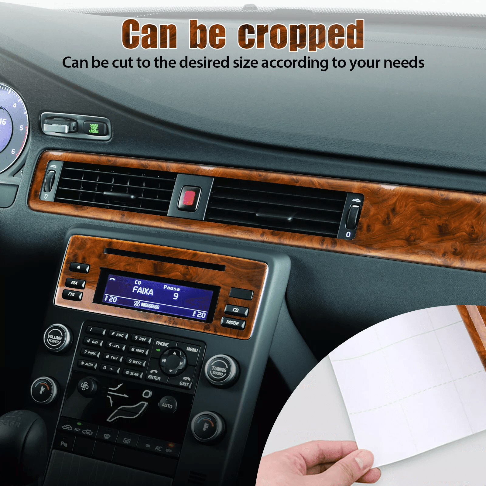 Car Interior Wood Grain Textured Glossy Wrap Sticker Decal Sheet Dashboard Door Console Cover Water 2