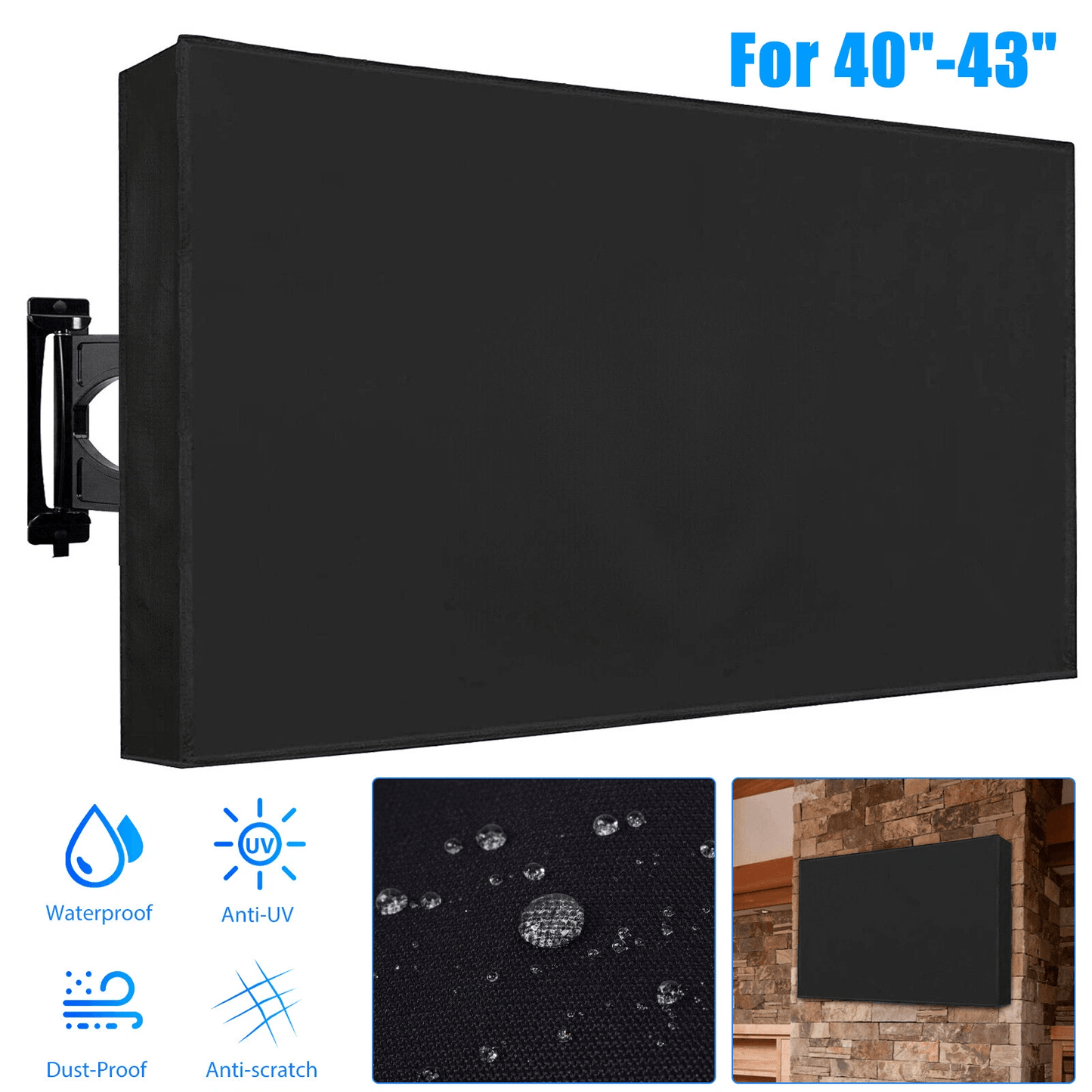 Outdoor TV Cover Fitted Waterproof, Weatherproof Television Protector with UV & Dust Guard for Patio or Backyard use