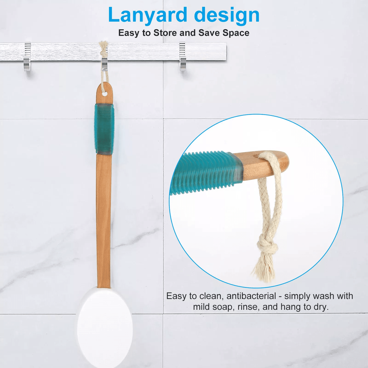 175in Long Lotion Applicator For Back Wooden Handle Bath Brush For Applying Body Creams Tanners  Su 4