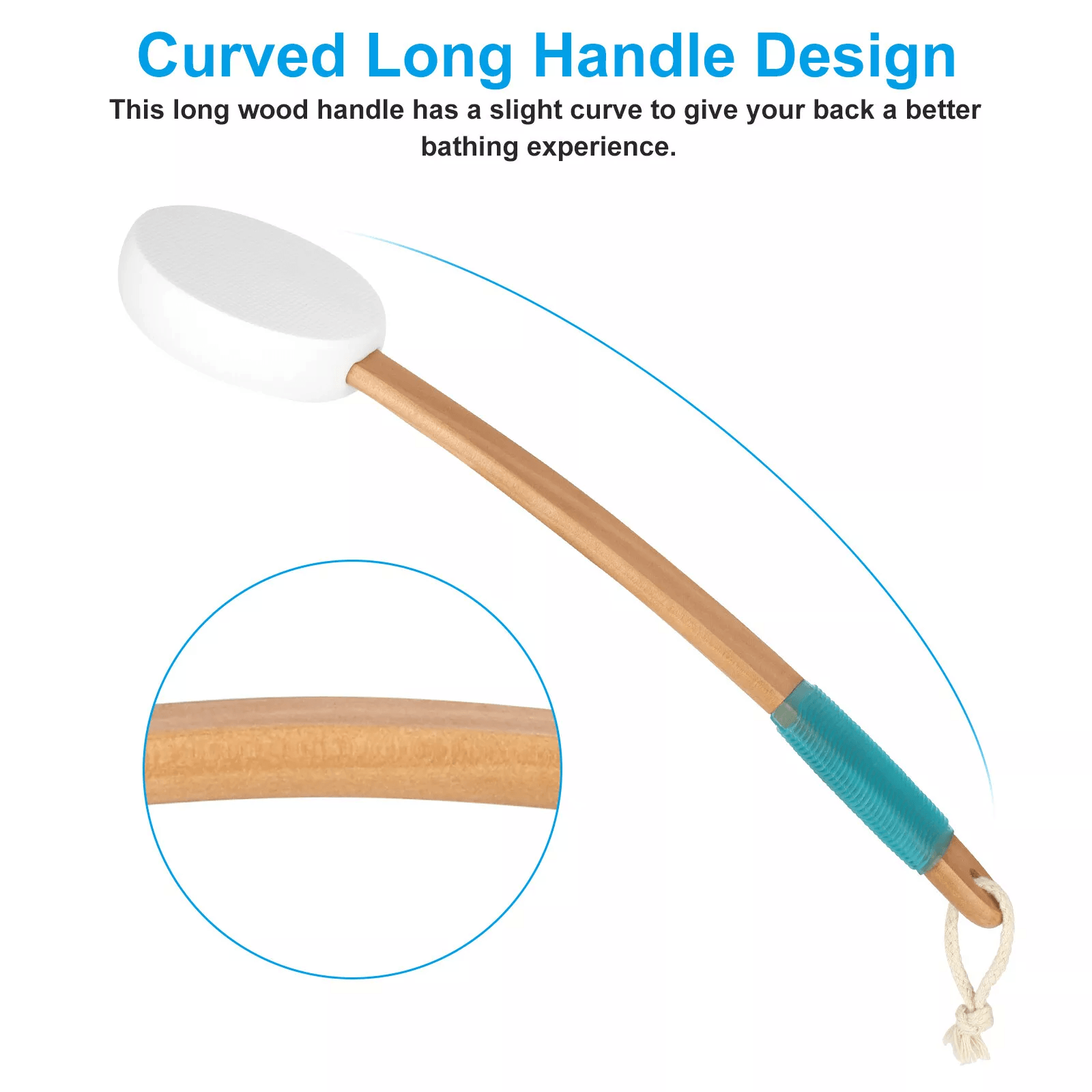 175in Long Lotion Applicator For Back Wooden Handle Bath Brush For Applying Body Creams Tanners  Su 5