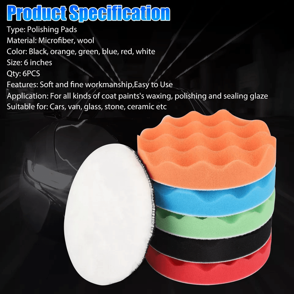 Car Buffing Pads Polishing Kit For Drill Foam Sponge Waxing Pads For Auto Detailing 1