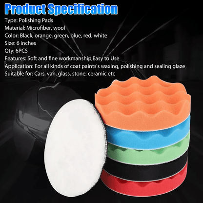 Car Buffing Pads Polishing Kit For Drill Foam Sponge Waxing Pads For Auto Detailing 1
