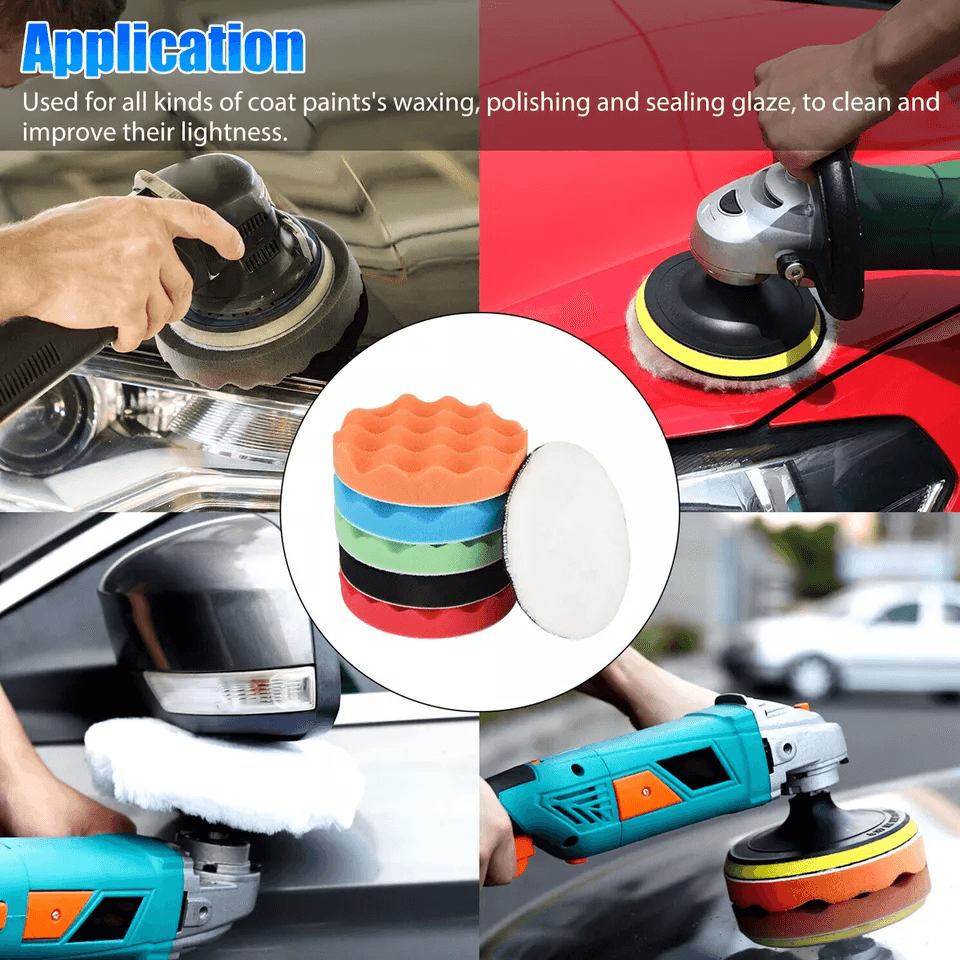 Car Buffing Pads Polishing Kit For Drill Foam Sponge Waxing Pads For Auto Detailing 6