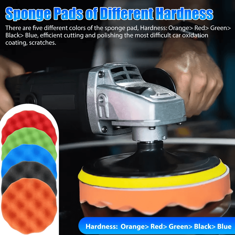 Car Buffing Pads Polishing Kit For Drill Foam Sponge Waxing Pads For Auto Detailing 4