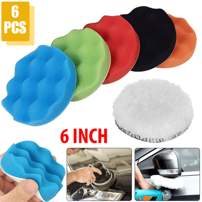 Car Buffing Pads Polishing Kit for Drill, Foam Sponge Waxing Pads for Auto Detailing