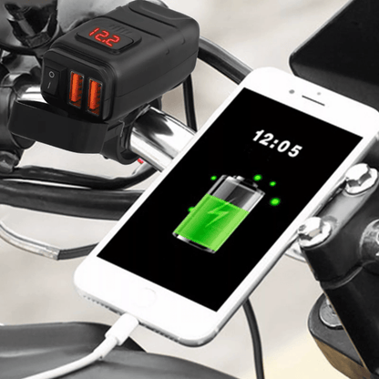 Motorcycle USB Charger Quick Charge Dual USB Port Waterproof Phone GPS Charger With Voltmeter Switc 4