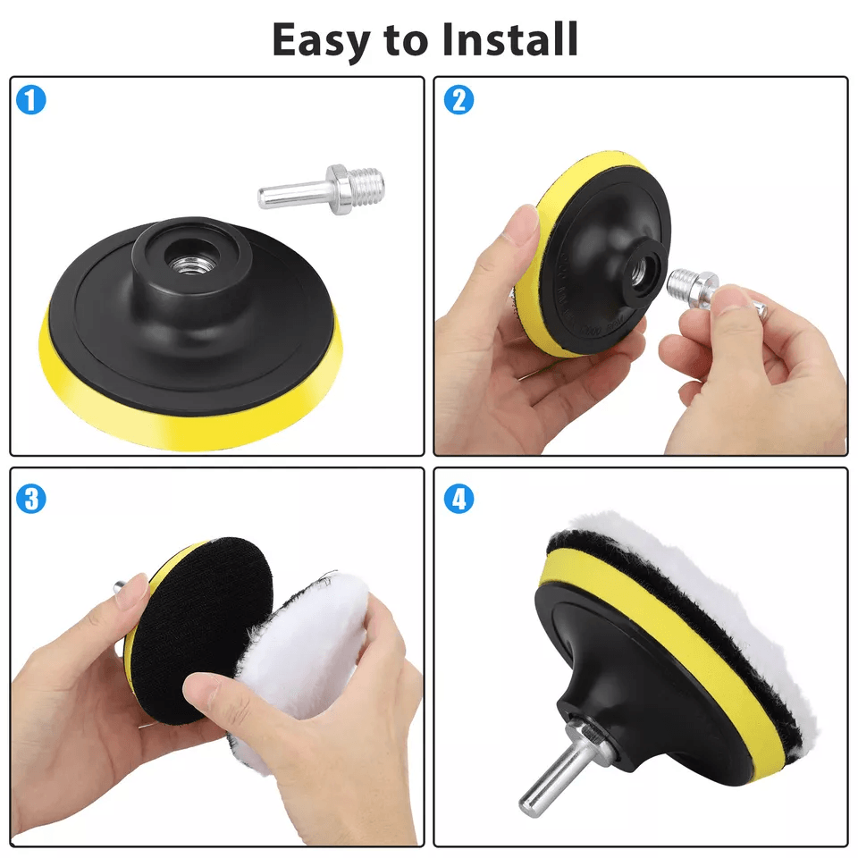 Polishing Pads Sponge Waxing Buffing Kit For Car Polisher Drill Attachment Set With Wool Pads  Adap 6