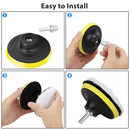 Polishing Pads Sponge Waxing Buffing Kit For Car Polisher Drill Attachment Set With Wool Pads  Adap 6