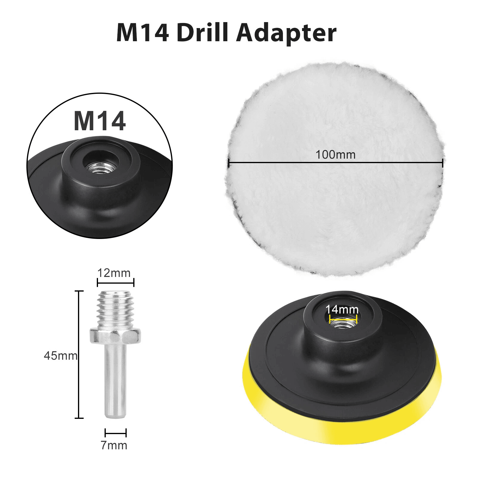 Polishing Pads Sponge Waxing Buffing Kit For Car Polisher Drill Attachment Set With Wool Pads  Adap 5