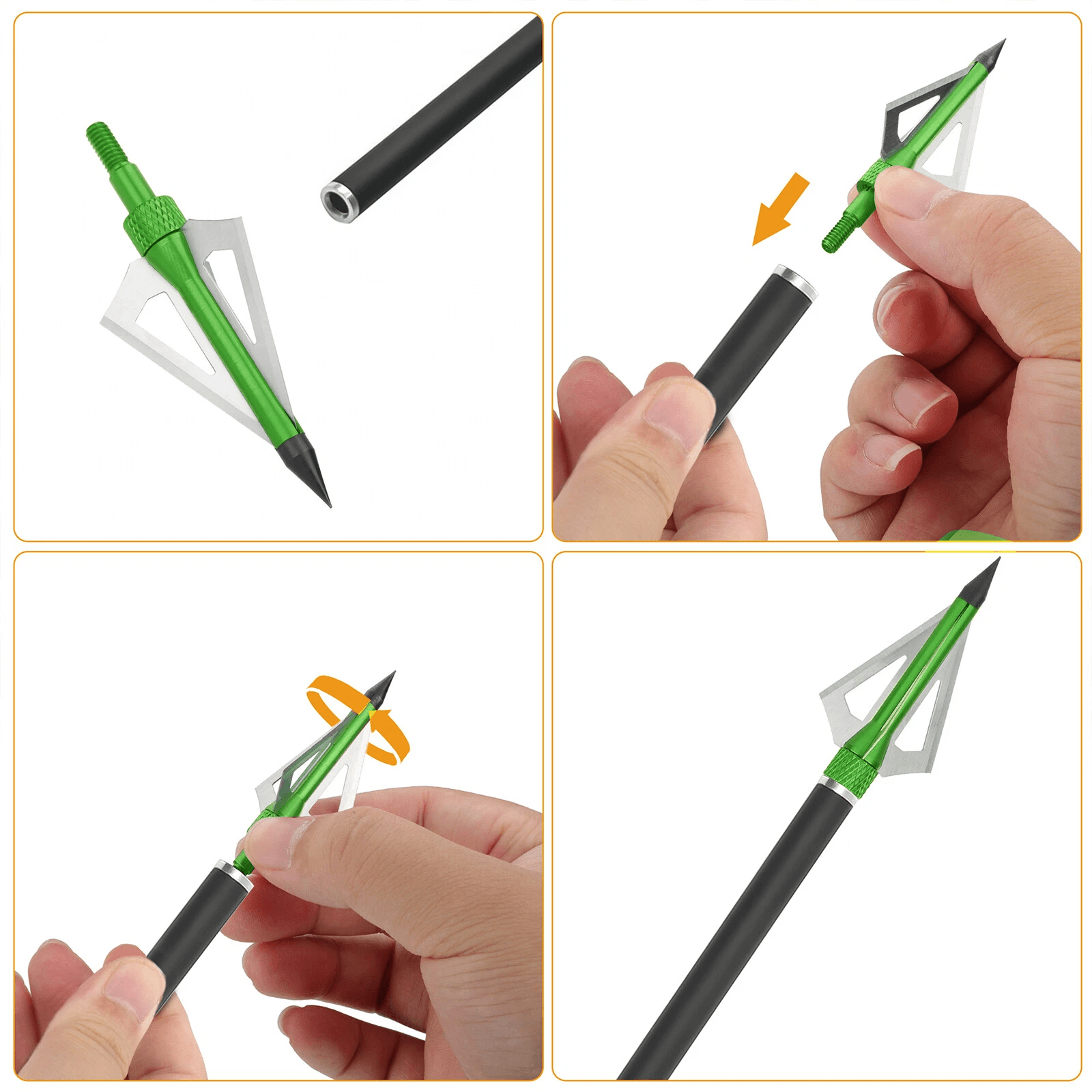 2412Pcs Archery Hunting Arrowheads 100 Grain Fixed Blade Broadheads For Compound Bow Crossbow Recur 2