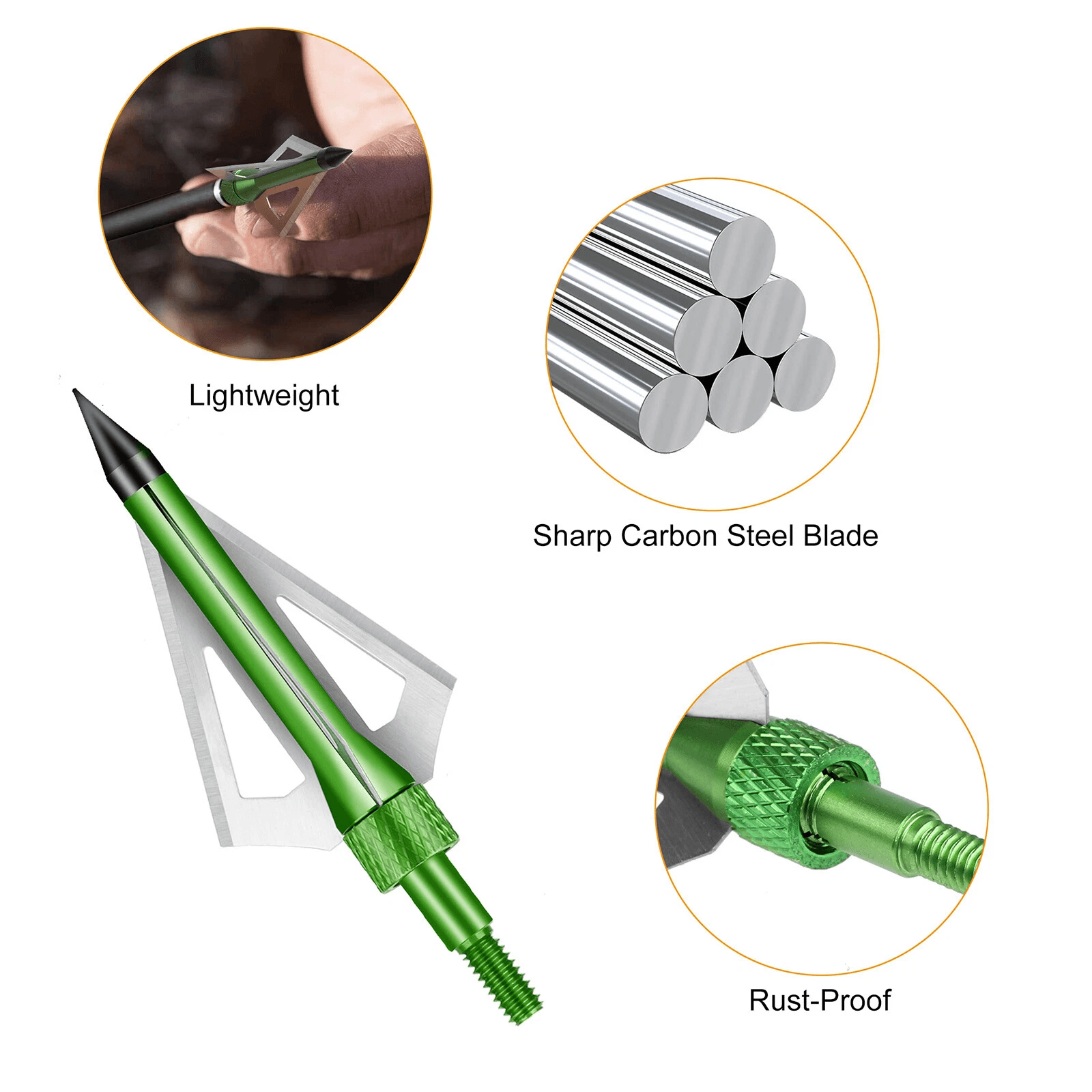 2412Pcs Archery Hunting Arrowheads 100 Grain Fixed Blade Broadheads For Compound Bow Crossbow Recur 4