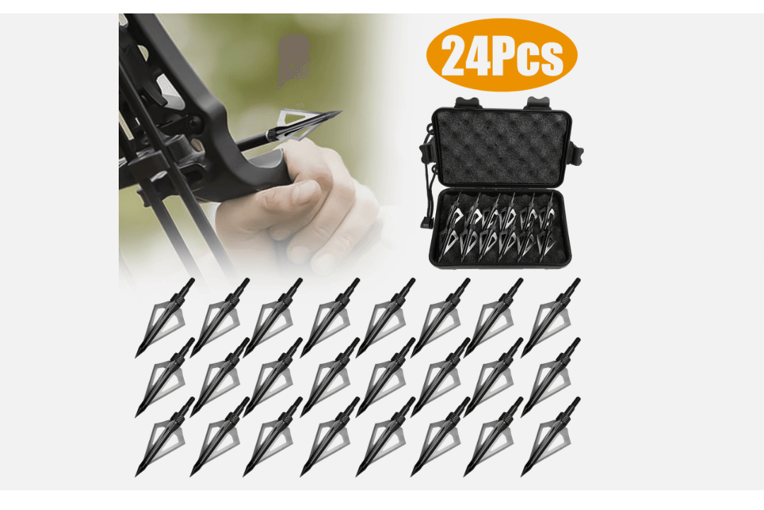 2412Pcs Archery Hunting Arrowheads 100 Grain Fixed Blade Broadheads For Compound Bow Crossbow Recur 7