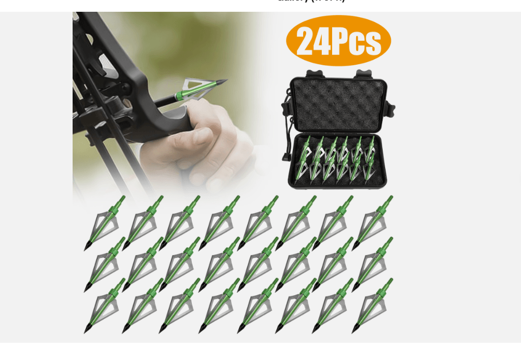 2412Pcs Archery Hunting Arrowheads 100 Grain Fixed Blade Broadheads For Compound Bow Crossbow Recur 8