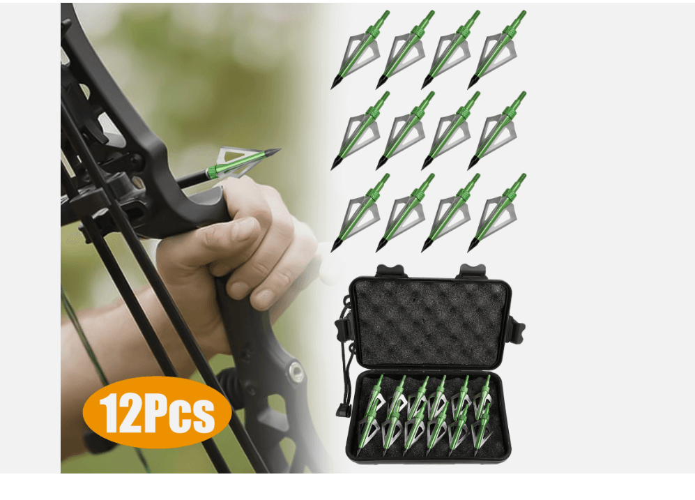 2412Pcs Archery Hunting Arrowheads 100 Grain Fixed Blade Broadheads For Compound Bow Crossbow Recur 6