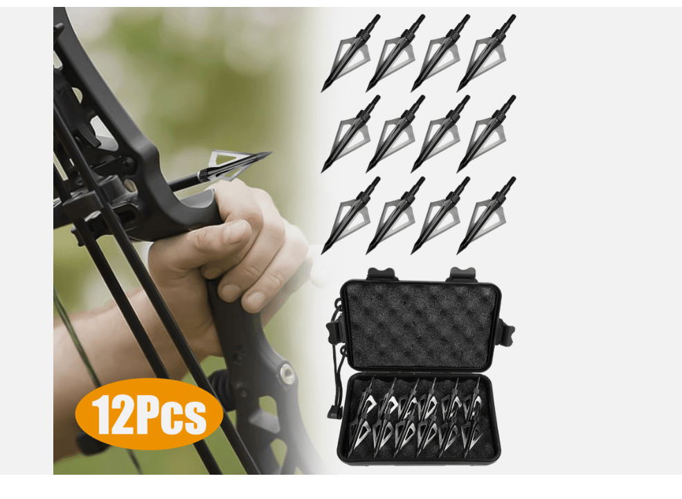 2412Pcs Archery Hunting Arrowheads 100 Grain Fixed Blade Broadheads For Compound Bow Crossbow Recur 5