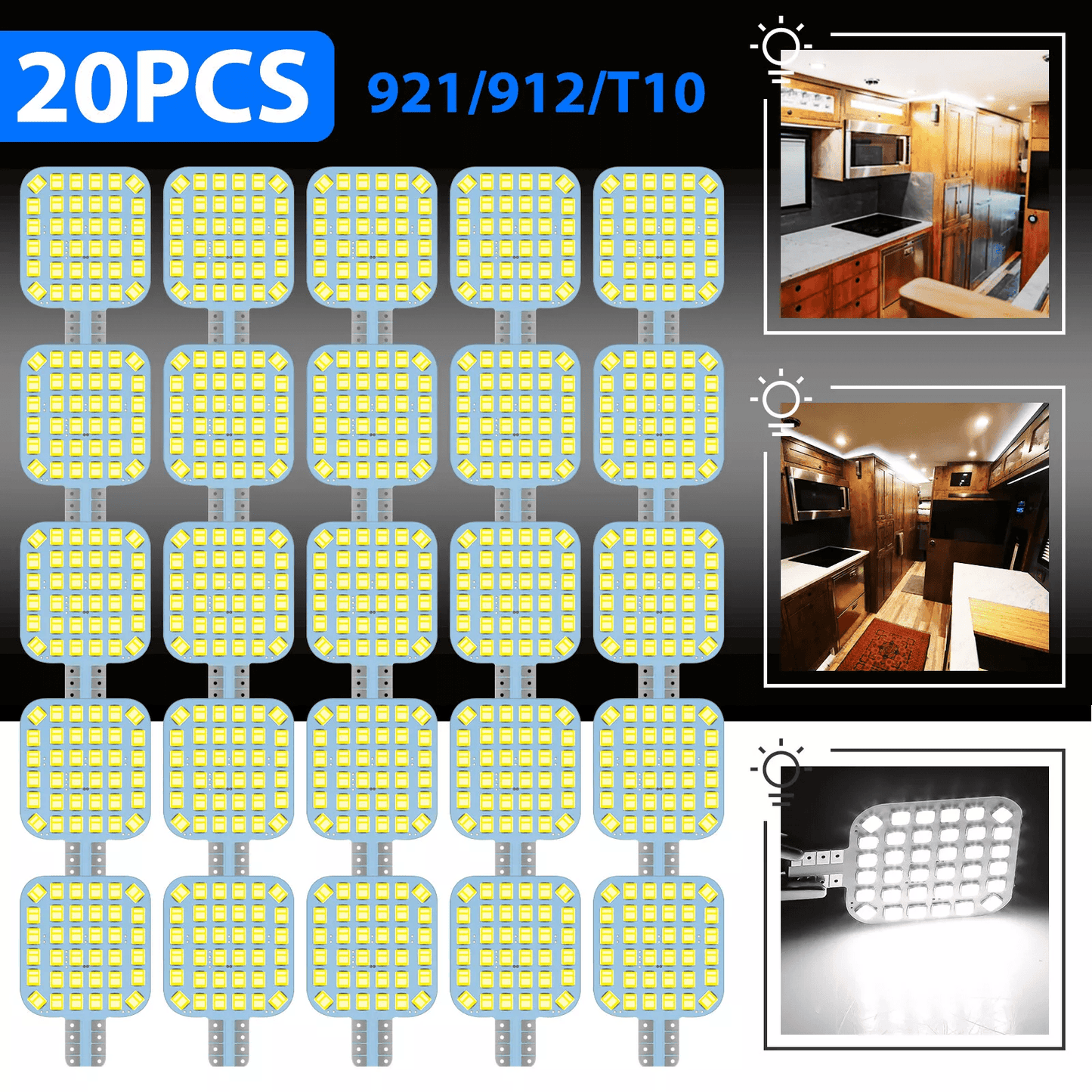 Ultra Bright Super White LED Interior Light Bulbs for RV Camper Trailer, Wedge Base, Upgrade Kit