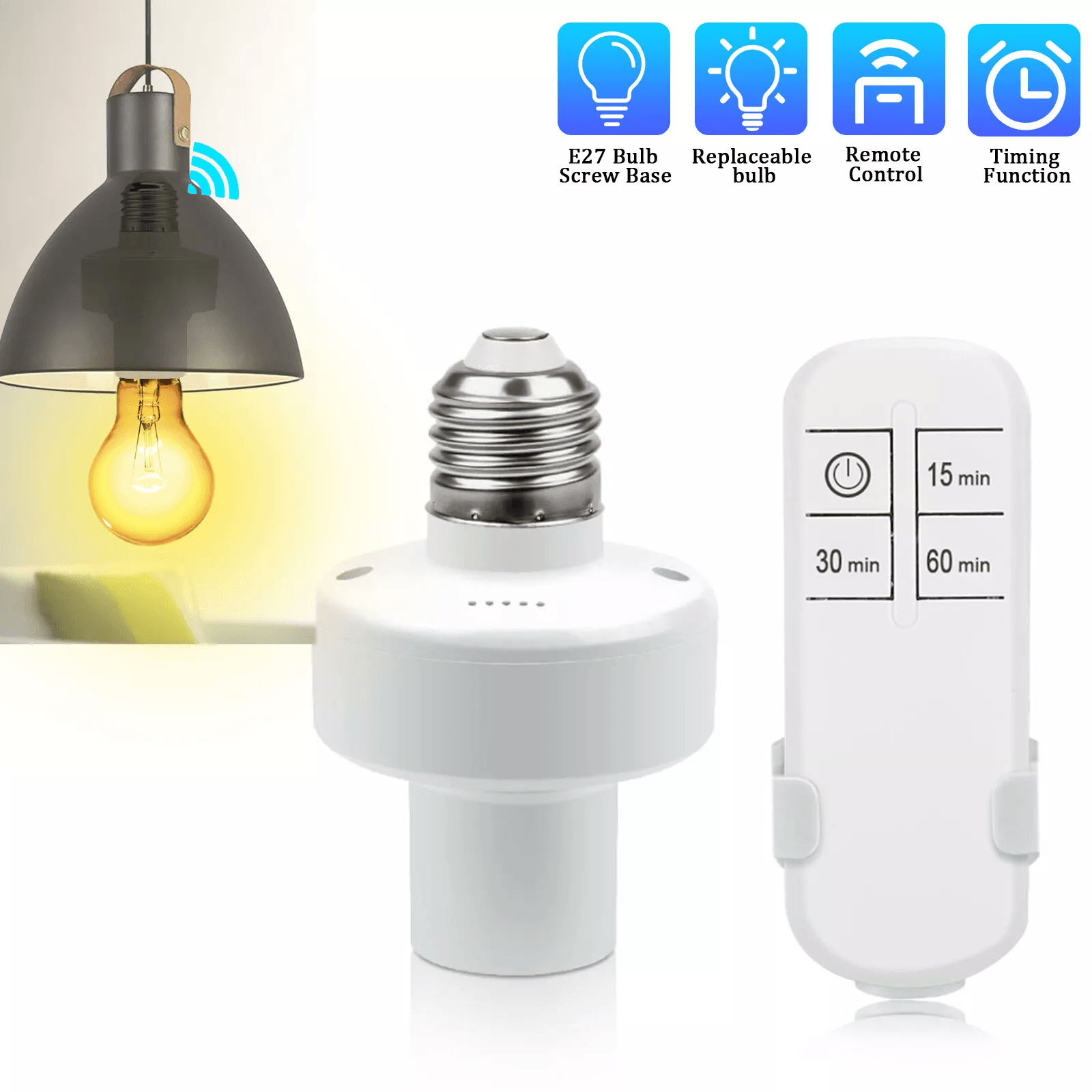 Wireless Remote Control Light Lamp Bulb Holder Socket Switch Base Cap
