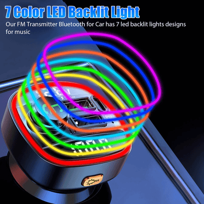 Bluetooth Car Wireless FM Transmitter Adapter With USB PD Charger AUX  HandsFree Calling 7Color LED 4