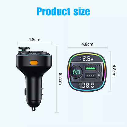 Bluetooth Car Wireless FM Transmitter Adapter With USB PD Charger AUX  HandsFree Calling 7Color LED 8