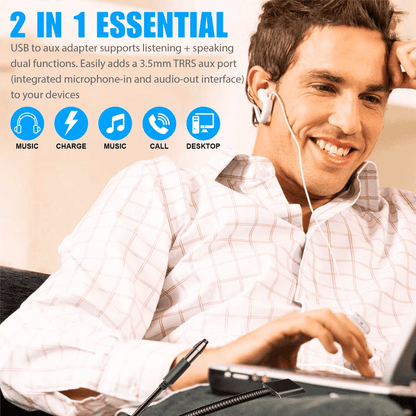 Universal USB To Aux Audio Adapter For PC PS4 MacBook  Laptop Headphone Jack Cable With Microphone  2