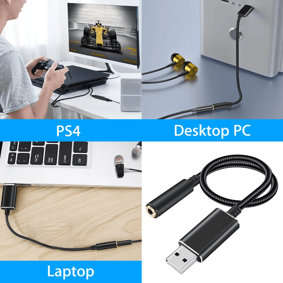 Universal USB To Aux Audio Adapter For PC PS4 MacBook  Laptop Headphone Jack Cable With Microphone  3