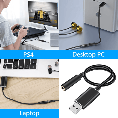 Universal USB To Aux Audio Adapter For PC PS4 MacBook  Laptop Headphone Jack Cable With Microphone  3