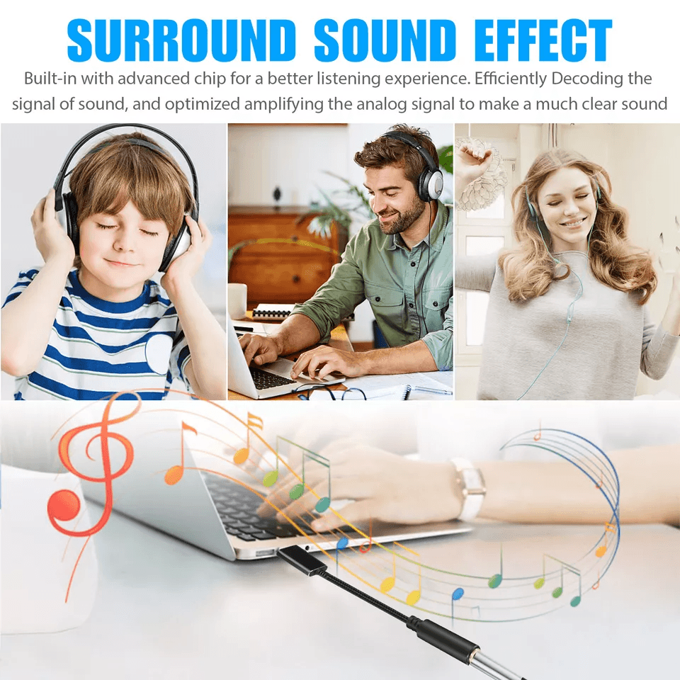 Universal USB To Aux Audio Adapter For PC PS4 MacBook  Laptop Headphone Jack Cable With Microphone  1
