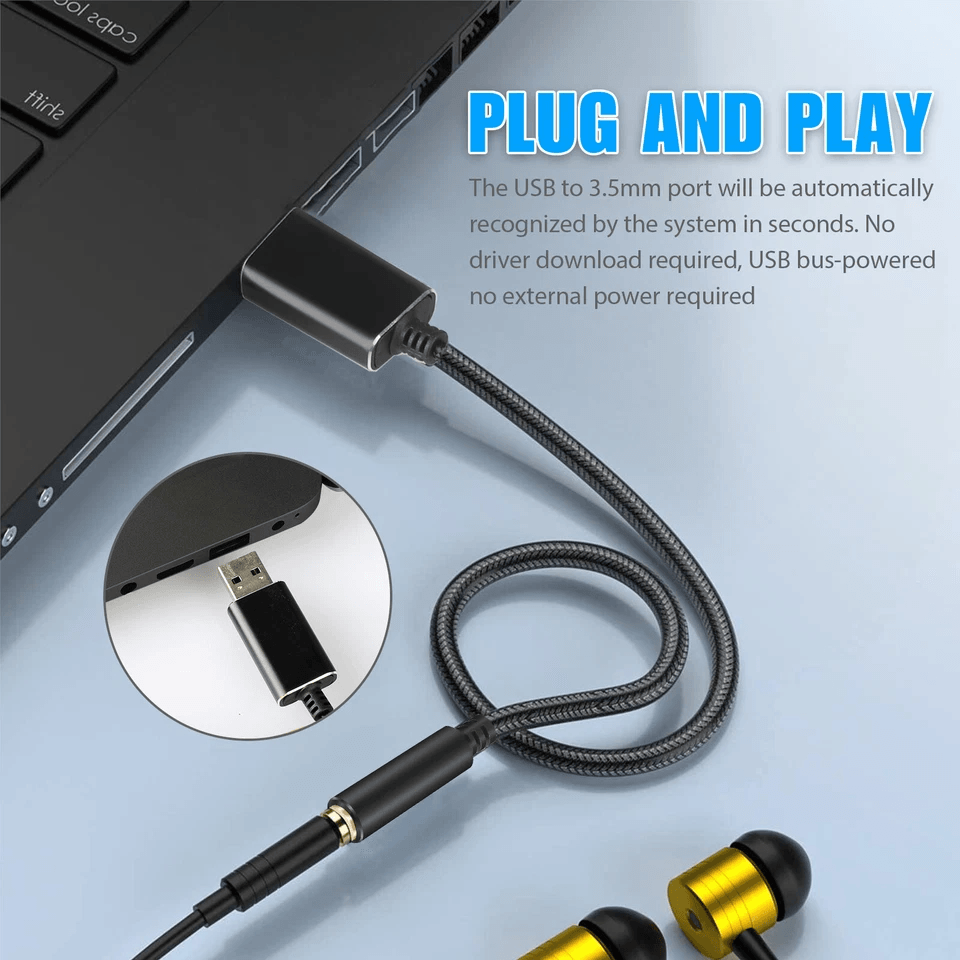 Universal USB To Aux Audio Adapter For PC PS4 MacBook  Laptop Headphone Jack Cable With Microphone  4