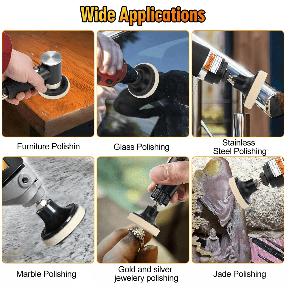 HighQuality Wool Disc Polishing Buffing Pads With Wheels Pad Holder And Shank Ideal For Metal Wood  1