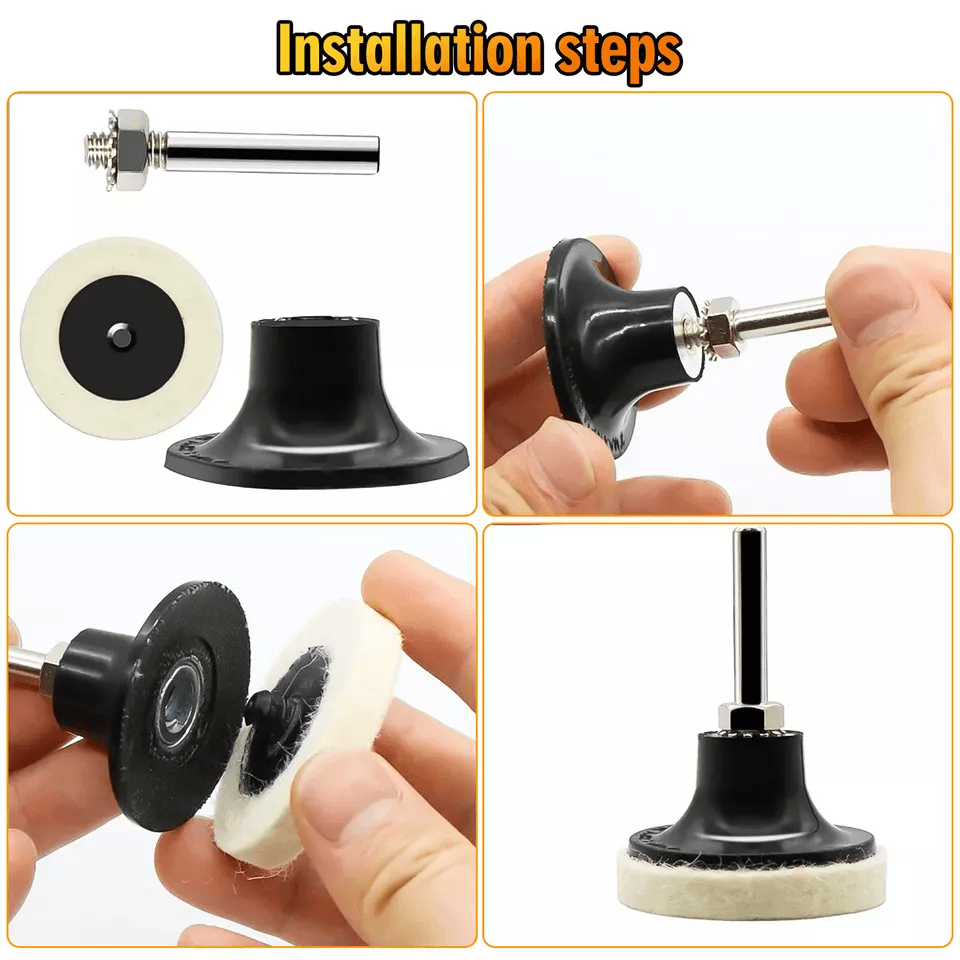 HighQuality Wool Disc Polishing Buffing Pads With Wheels Pad Holder And Shank Ideal For Metal Wood  3