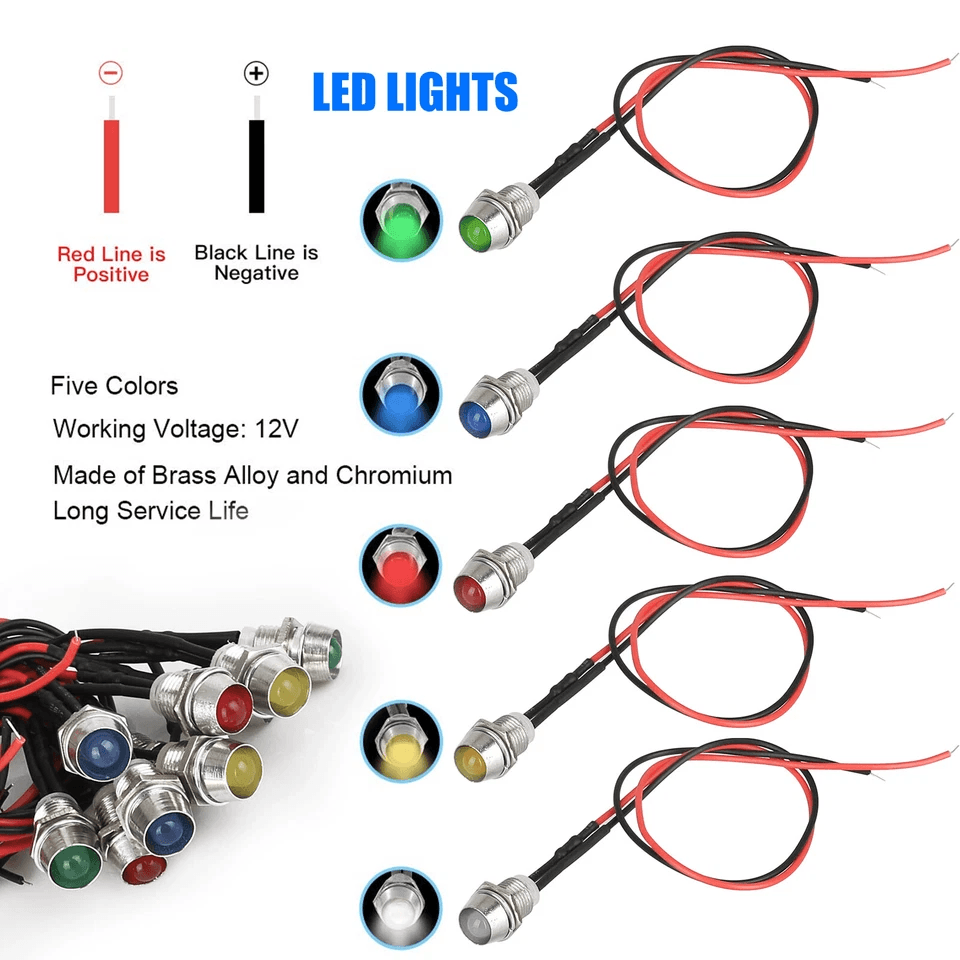 LED Pilot Dash Lights Indicator Lamp For Car Boat Dashboard Panel 1