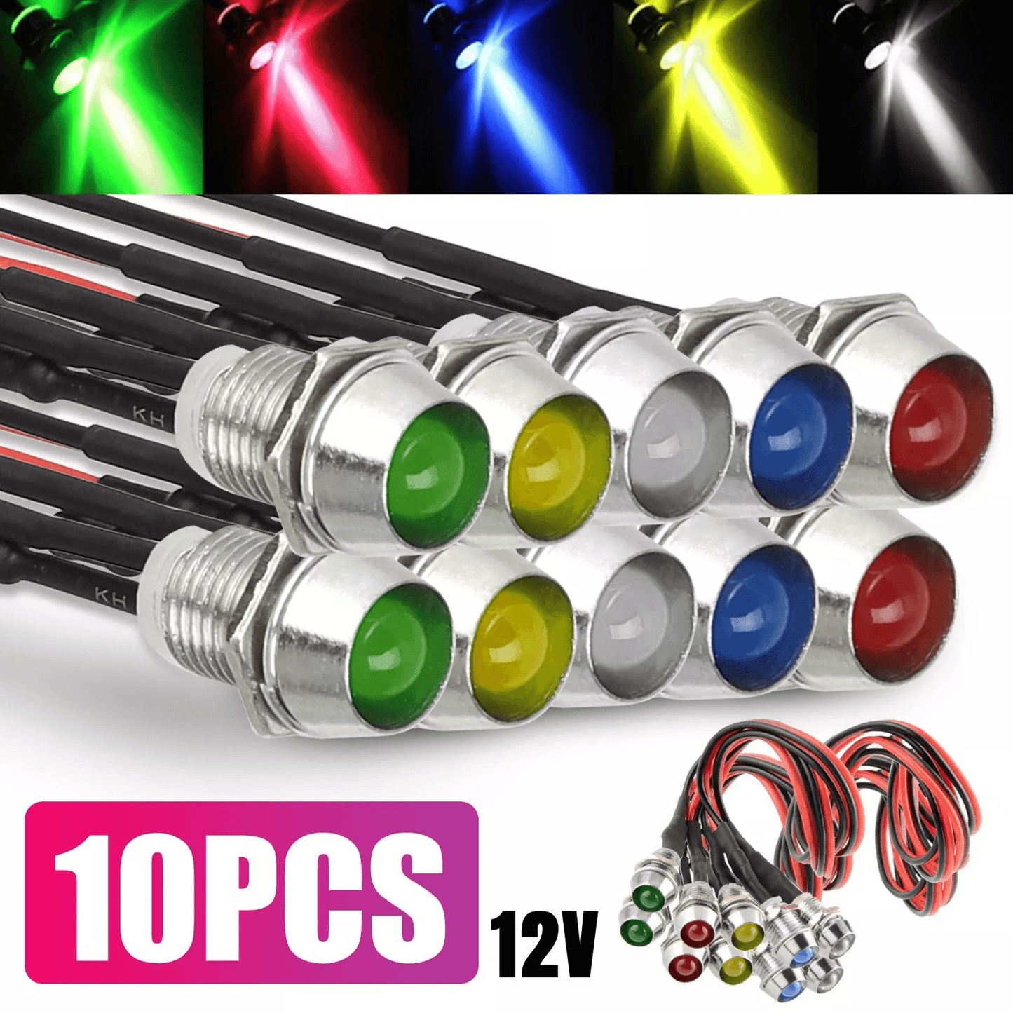 LED Pilot Dash Lights Indicator Lamp for Car Boat Dashboard Panel