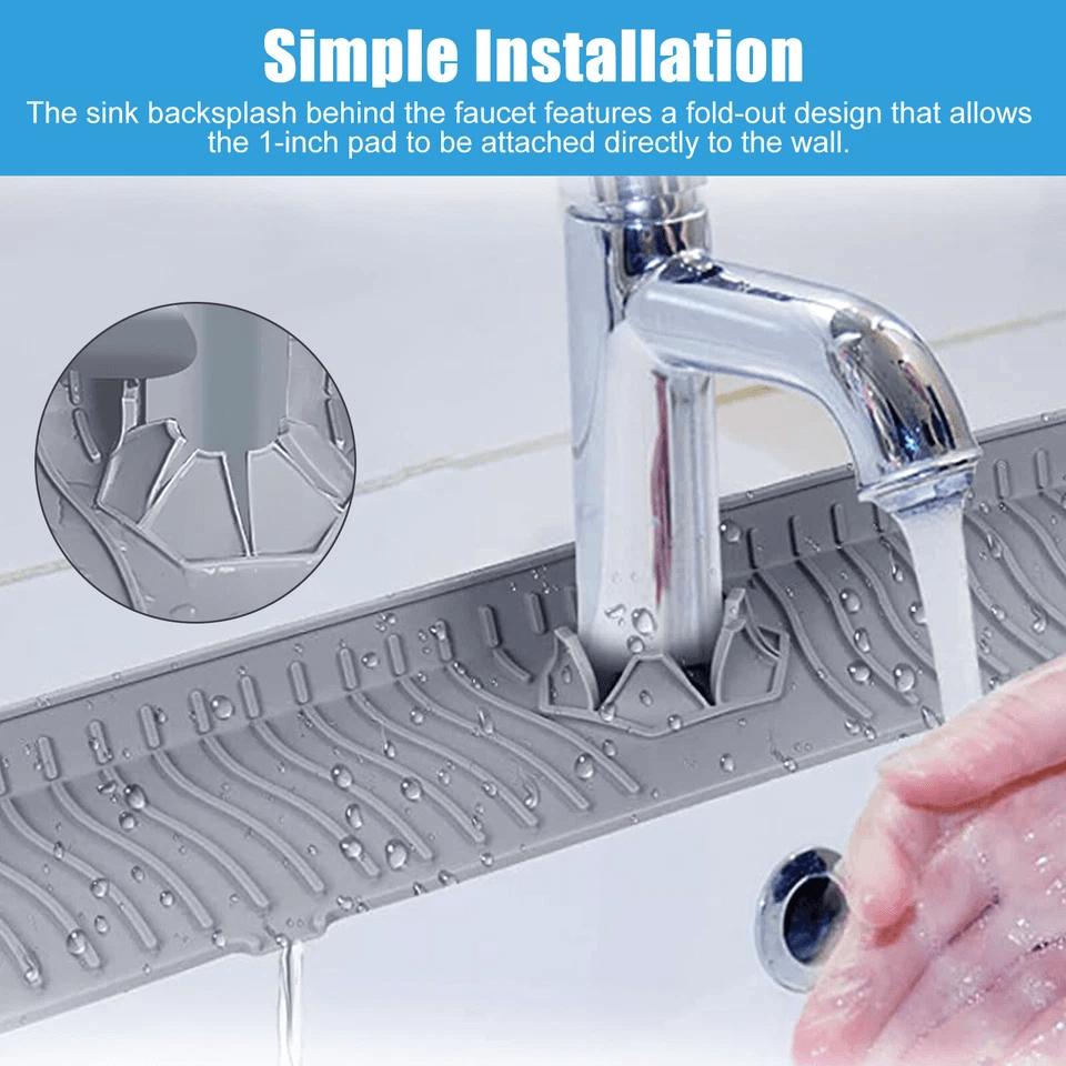 Kitchen Faucet Sink Splash Guard Silicone Water Catcher Tray  Drip Mat 1