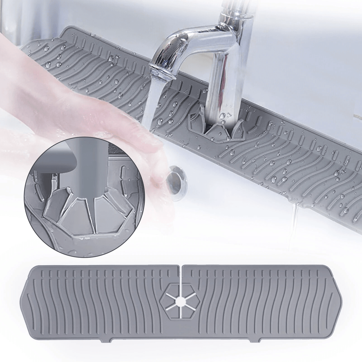Kitchen Faucet Sink Splash Guard, Silicone Water Catcher Tray & Drip Mat