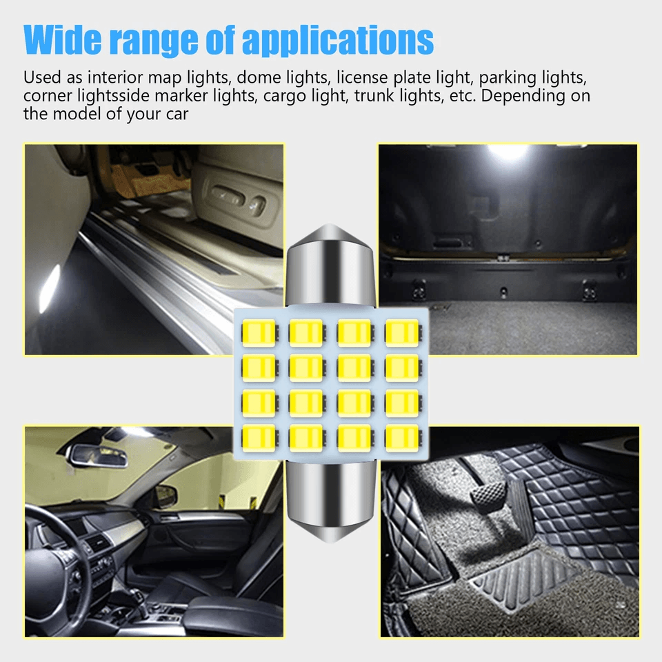 Festoon LED MapDome Interior Light Bulbs White CANBUS SMD Chipsets Bright Upgrade For Car Dome Lice 4