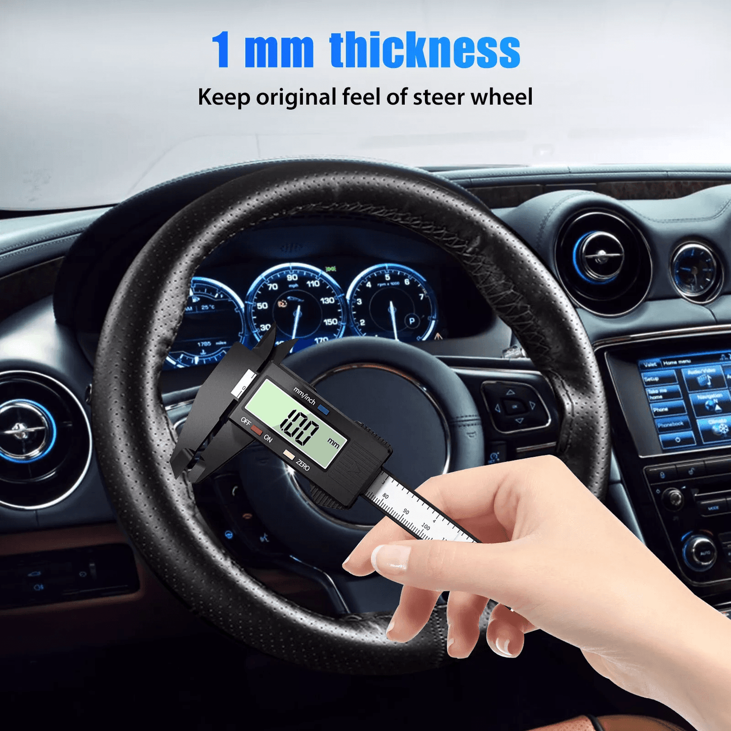 Genuine Leather DIY Car Steering Wheel Cover Antislip HandStitched Wrap Black Universal Interior Ac 5