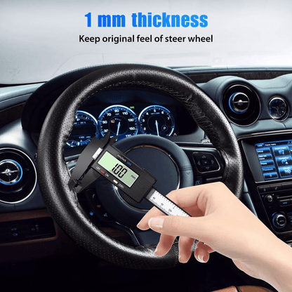 Genuine Leather DIY Car Steering Wheel Cover Antislip HandStitched Wrap Black Universal Interior Ac 5