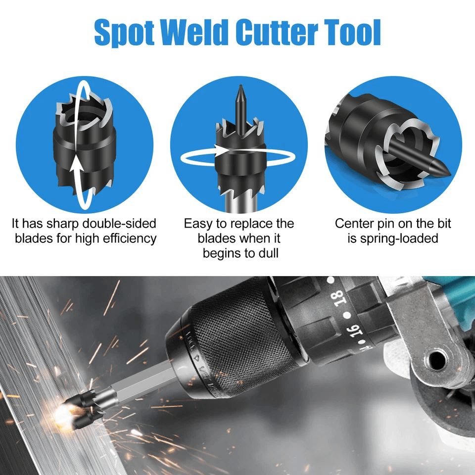 Spot Weld Cutter Remover Set Double Sided Drill Bits For Automotive Panel Cutting Welder Rotary Kit 2