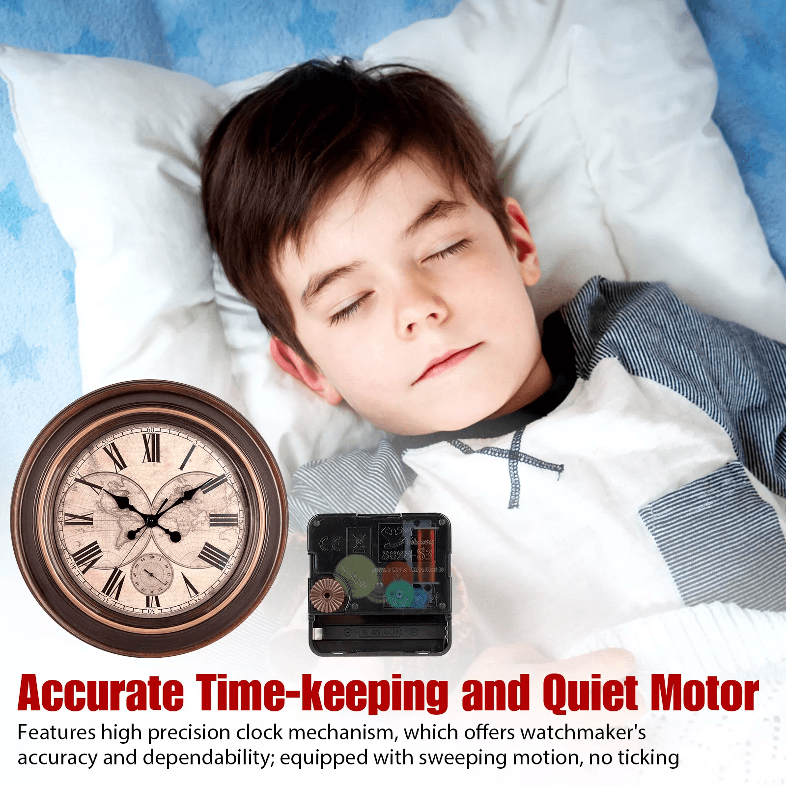 6Pcs DIY Wall Quartz Clock Movement Mechanism Kit Silent Sweep Replacement Parts With 6 Hand For Cl 3