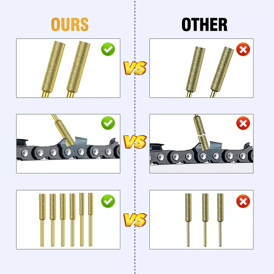 Diamond Chainsaw Sharpener Burr Set Grinding Stones With Shank For Rotary Tools 1