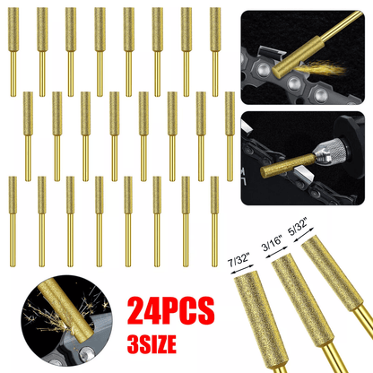 Diamond Chainsaw Sharpener Burr Set, Grinding Stones with Shank for Rotary Tools
