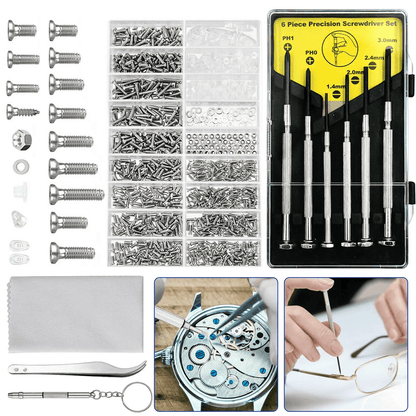 Durable Eye Glasses Watch Repair Tool Kit, Screw Nose Pad Optical Assortment Kits Set with Screwdrivers, Tweezers Tools