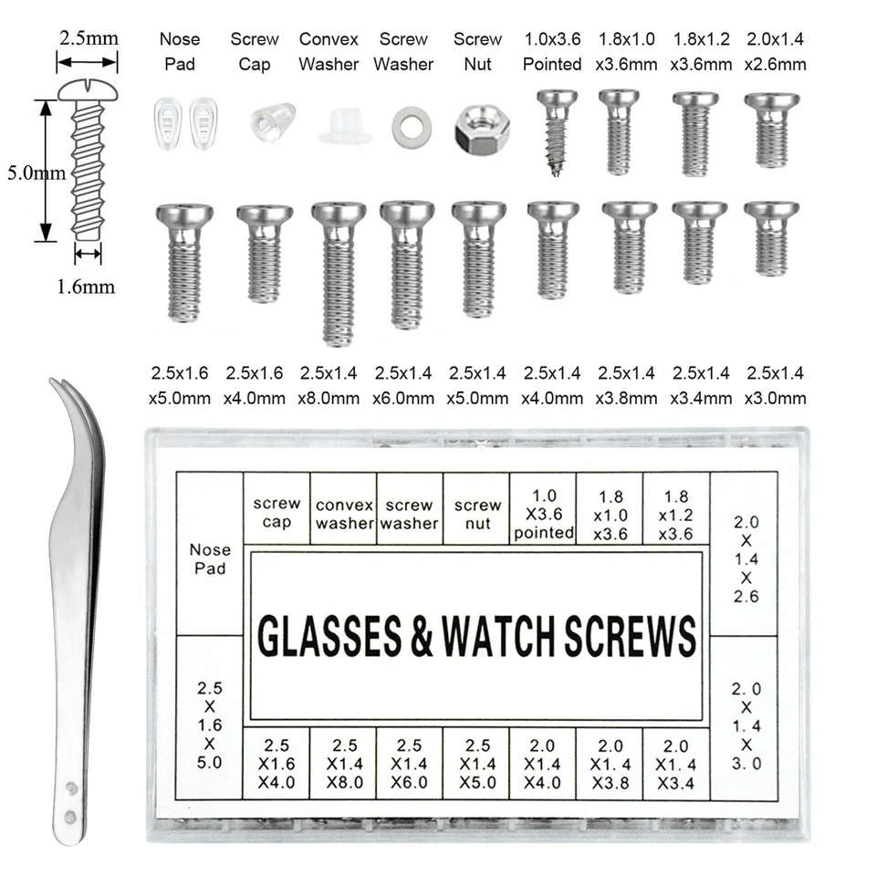 Durable Eye Glasses Watch Repair Tool Kit Screw Nose Pad Optical Assortment Kits Set With Screwdriv 4