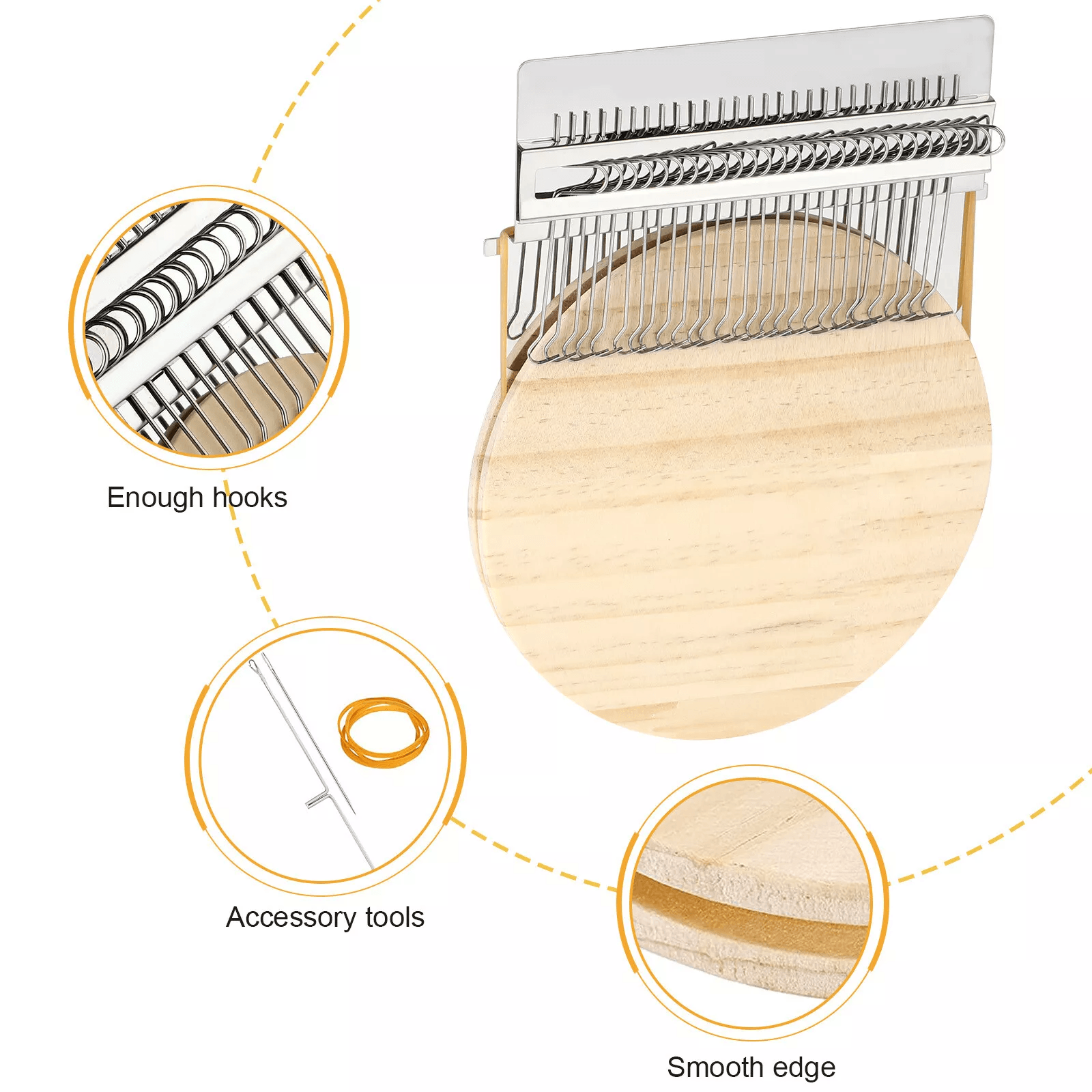 28 Hooks Small Loom Speedweve Darning Tool with Wood Disc Hand Weaving Mending Machine for DIY Sewing, Clothes Repair