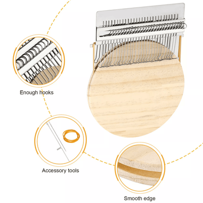 28 Hooks Small Loom Speedweve Darning Tool with Wood Disc Hand Weaving Mending Machine for DIY Sewing, Clothes Repair