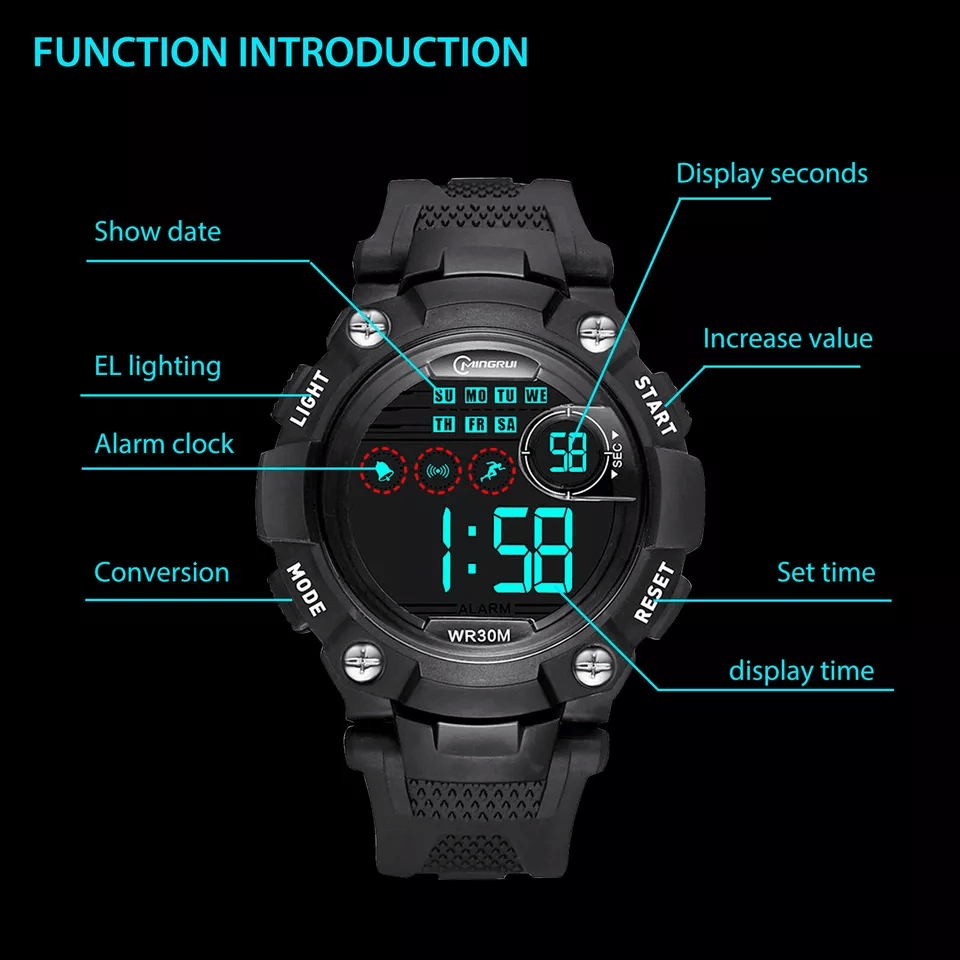 Kids LED Digital Electronic Sports Watch Waterproof Wristwatch For Boys  Girls 1
